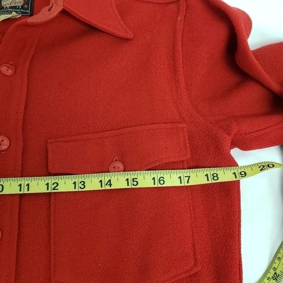 Vintage Woolrich Red Leather Patch Sleeve Button Up Shirt Red Mens 15 S - Picture 3 of 12